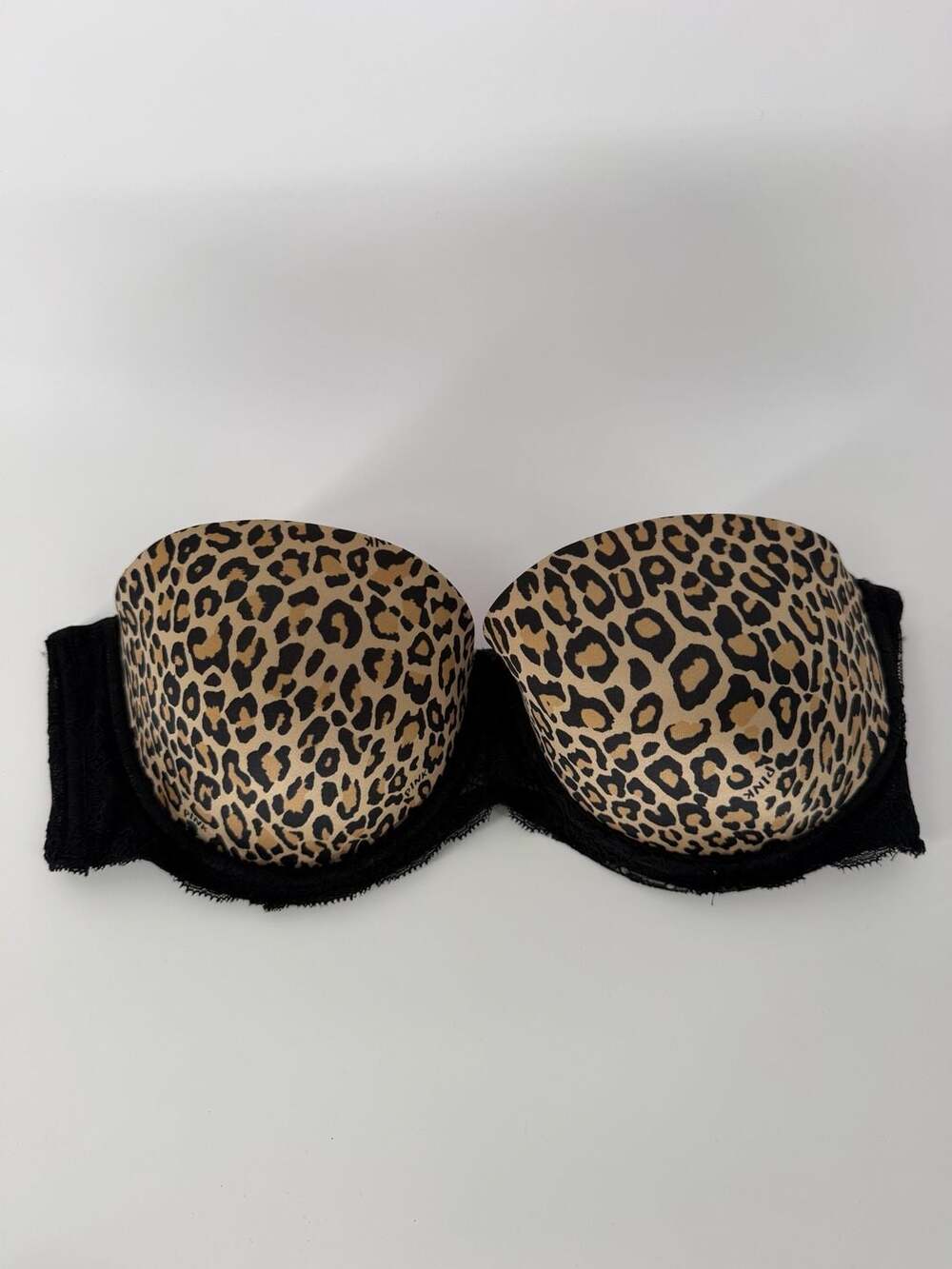 Victoria’s Secret PINK Leopard Strapless Push-Up Bra 36C Black Lace 2010
